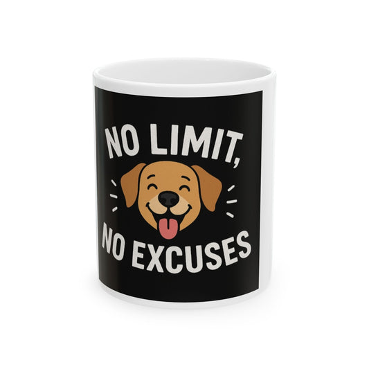 No Limit, No Excuses Dog Mug — Motivational Coffee Cup for Dog Lovers (11oz/15oz)