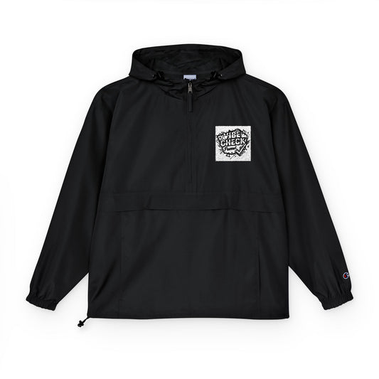 Anorak Jacket — Minimal White QR-Style Chest Graphic Windbreaker